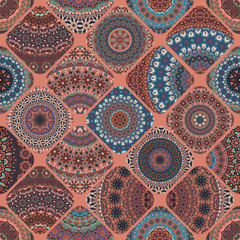 Seamless pattern. Vintage decorative elements. Hand drawn background. Islam, Arabic, Indian, ottoman motifs. Perfect for printing on fabric or paper.