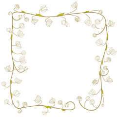 Floral background. Square frame. Lilies of the valley. White flowers.