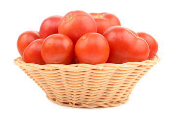 juicy tomatoes on white background