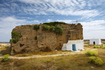 Curch on the coast near Molos village on Skyros island, Greece.
