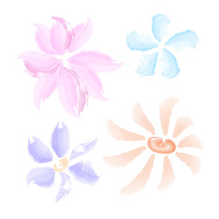 Naklejka na ściany i meble Watercolor flowers set isolated on white background. Vector illustration