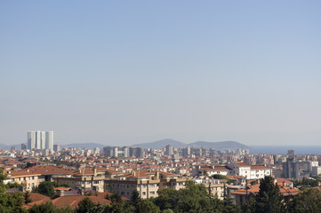 Rooftops From Kadikoy District, Prince Islands At The Background, Istanbul, Turkey