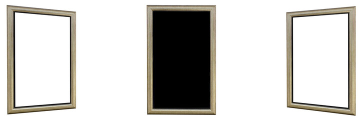 Fototapeta premium Frame picture or Three frame picture with blank screen on black color background - Panoramic view