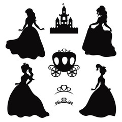 Set of silhouettes of princess. © ninamunha