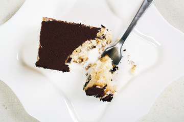 eating chocolate cake