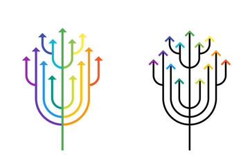 Abstract Growing Arrow Tree That Symbolizes Development And Growth. Conceptual Vector Illustration