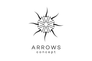 Obraz premium Abstract Computer Mouse Cursors As Conceptual Sun Sign