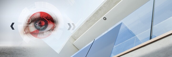 Close up of eye and interface with window transition