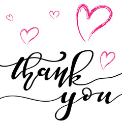 Hand sketched Thank you text as logotype, badge and icon. Thank You postcard, invitation, poster, banner template. Thank you lettering typography. Thanksgiving day card