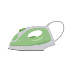 Green iron on a white background. Vector flat illustration.