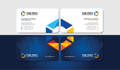 visiting card with creatively multicolored hexagon