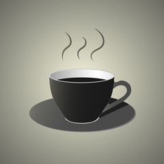 Black cup with fresh blended coffee  icon, flat design in black and white colors