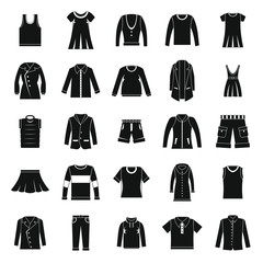 Clothes icons set in silhouette style