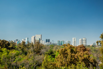 Fototapeta na wymiar Mexico city skyline from Chapultepec castle