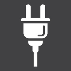 Obraz premium Electric plug solid icon, power and appliance, vector graphics, a glyph pattern on a black background, eps 10.