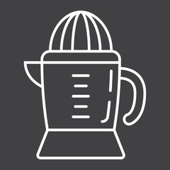Han juicer line icon, household and appliance, vector graphics, a linear pattern on a black background, eps 10.