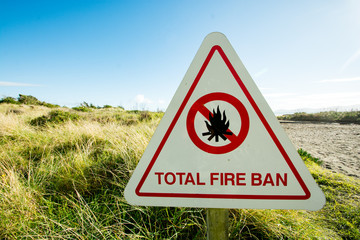 White sign prohibiting fires