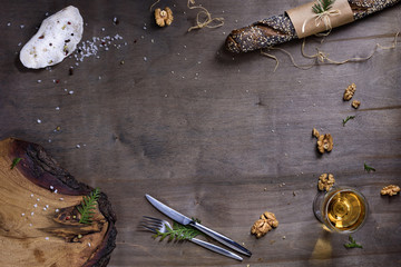 Baking or cooking background frame. Ingredients, kitchen.