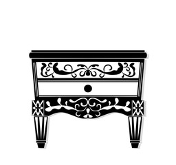 Vintage black furniture Vector. Rich carved ornaments furniture collection. Vector Victorian Style