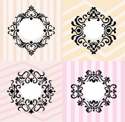 Vintage mirror frames set. Vector collection of round and square vintage frames, design element