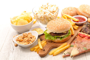 selection of junk food,fast food
