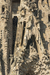 Nativity facade of La Sagrada Familia - the impressive cathedral designed by Gaudi, Barcelona, Spain