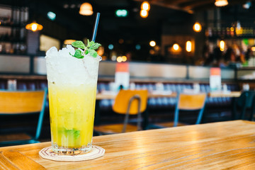 Iced juice cocktail drinking glass