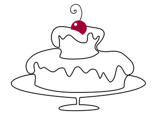 Birthday cake one line drawing