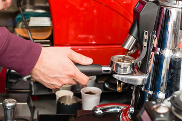 ground coffee in the holder