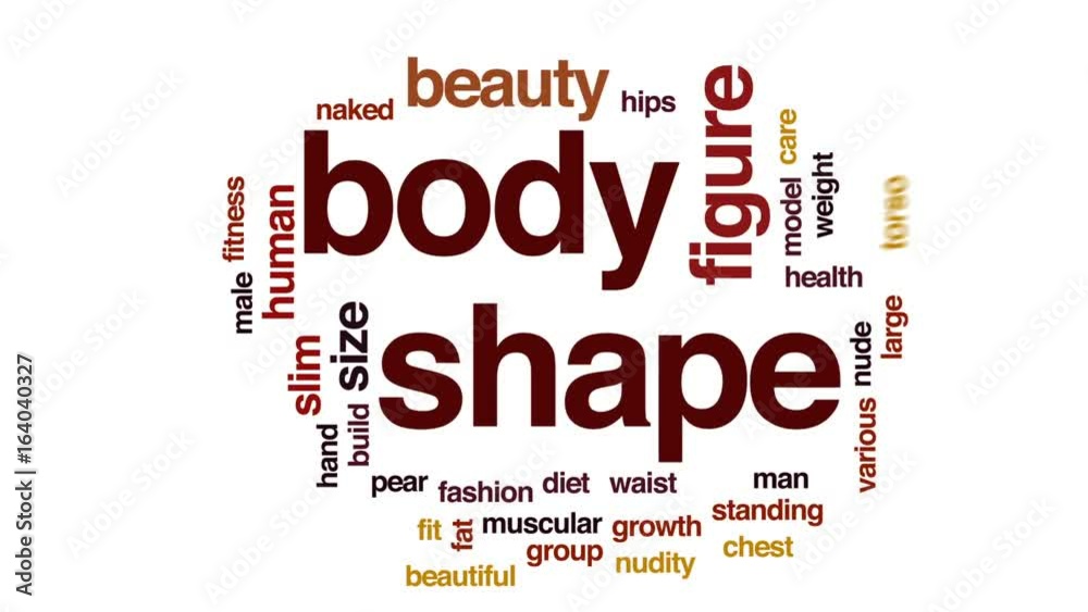 Wall mural body shape animated word cloud, text design animation.