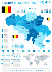 Fototapeta premium Belgium - infographic map and flag - illustration