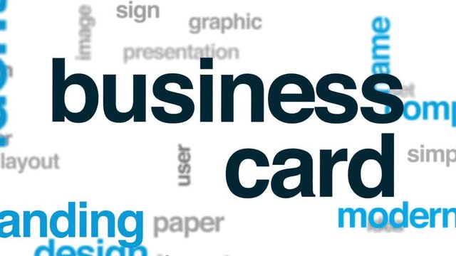 Business card animated word cloud, text design animation.
