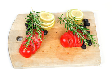 Tomaten, Zitrone, Oliven, Rosmarien