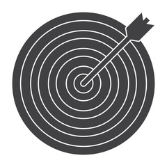 Arrow hit goal ring in target, vector silhouette