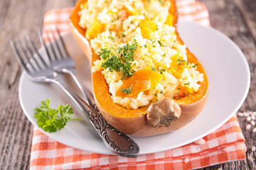 baked pumpkin with rice
