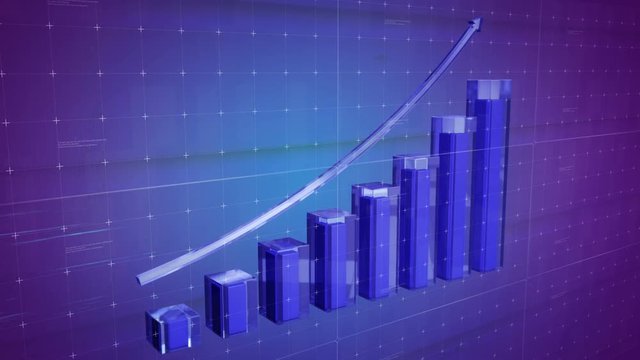 Growing arrow Bars and charts.Growing business infographic stock market charts.Good for financial report.Stock market intro and business presentation.Blue Pink 