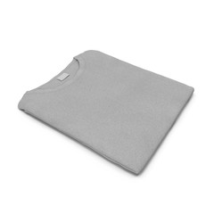 Blank folded gray t-shirt isolated on a white. 3D illustration, clipping path