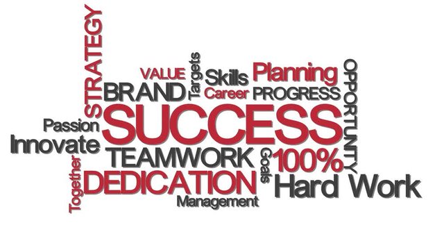 success concept typography with relevant buzzwords