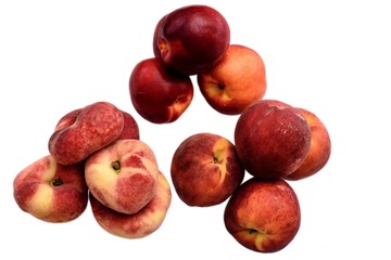 Delicious juicy ripe nitirin and peach isolated on white background