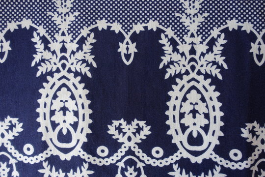 Dark blue fanric with sophisticated vintage print