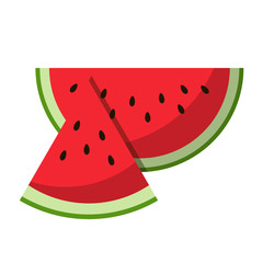 Watermelon red slice summer isolated icon design positive funny flat vector illustration on white background