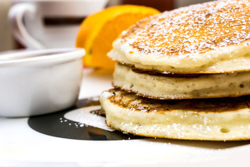delicious pancake stack with honey
