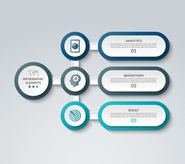 Infographic template with 3 options. Vector banner that can be used as chart, diagram, graph, table, workflow layout for web, report, business presentation