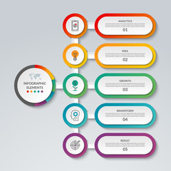 Infographic template with 5 options. Vector banner that can be used as chart, diagram, graph, table, workflow layout for web, report, business presentation