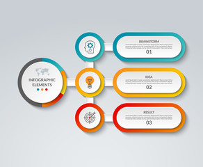 Infographic template with 3 options. Vector banner that can be used as chart, diagram, graph, table, workflow layout for web, report, business presentation