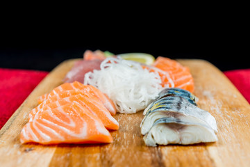 Japanese food fresh raw fish mixed sashimi