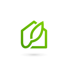 Eco leaves house logo icon design template elements