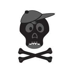 Funny skull with crossbones in a cap.