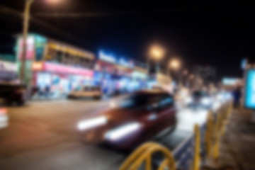 blurred busy night street