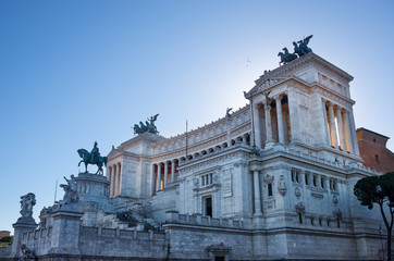 Fototapeta na wymiar Lateral view on Altare della Patria building in Rome, Italy
